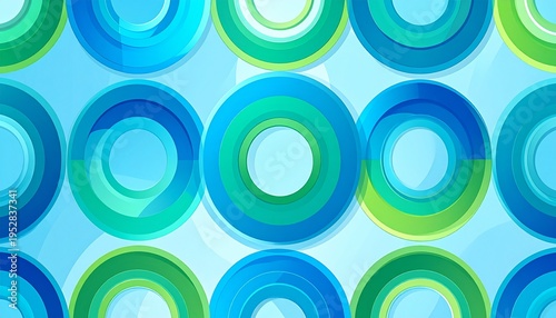 Abstract Geometric Background with Blue and Green Concentric Circles Modern Digital Vector Art Design for Professional Presentation