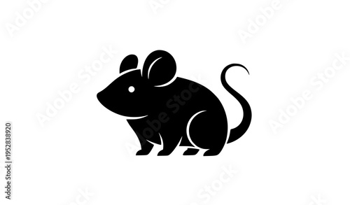 Cute rat silhouette mascot logo simple black rodent icon friendly vector isolated on white background