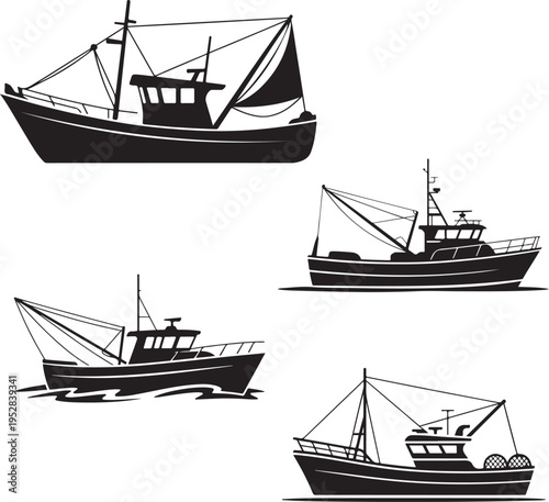  fishing boat icon silhouette art 
