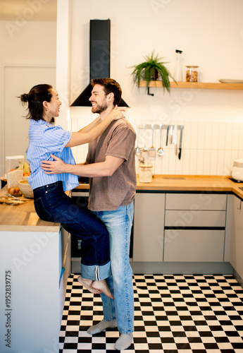 Couple embraces and shares ...