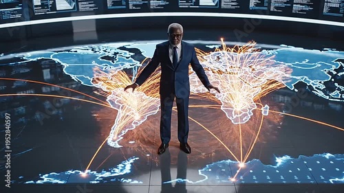 A Chief Supply Chain Manager Orchestrates Global Operations With Worldwide Network Visualization
