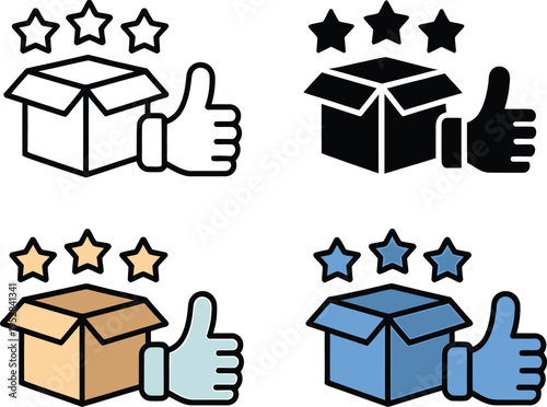 Package delivery ratings with thumbs up icons in varied styles