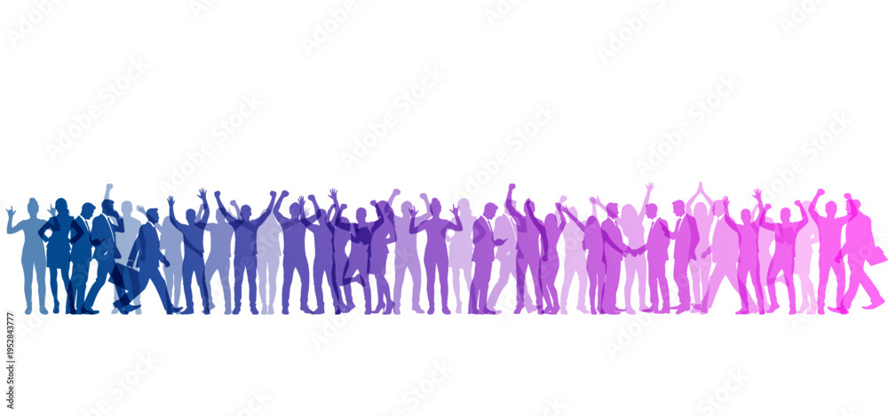 Fototapeta premium sagome, silhouette, gruppo di persone, felici, gioia, felicità, persone, gente felice, buon umore 