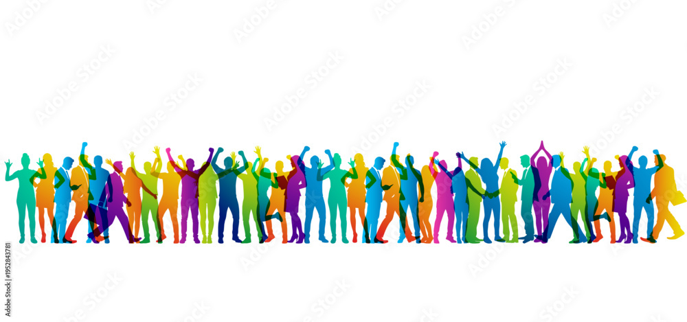 Fototapeta premium sagome, silhouette, gruppo di persone, felici, gioia, felicità, persone, gente felice, buon umore 
