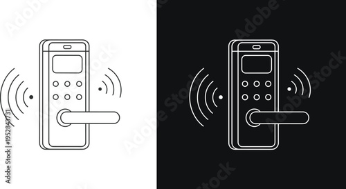 Modern smart door lock illustration with wireless keypad technology, secure access control system, digital home security device, innovative electronic lock design for smart home automation solutions