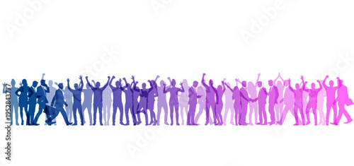 sagome, silhouette, gruppo di persone, felici, gioia, felicità, persone, gente felice, buon umore	
