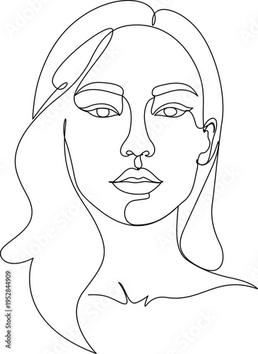 Minimal Face One Line Art T-Shirt - Elegant minimalist one line drawing of a woman face in continuous line art style.