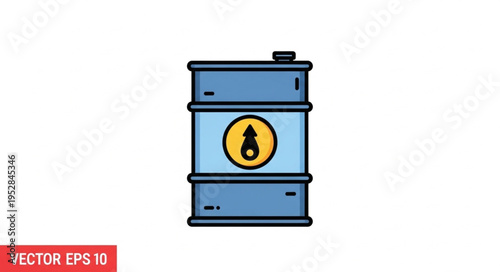 Illustration of a Blue Oil Barrel with a Yellow Symbol.