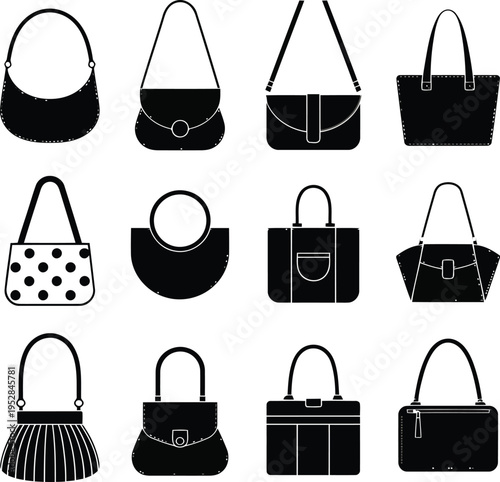 Konstfotografi Handbag and purse silhouette  icons