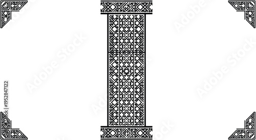 Set of 3 grey mosaic corner and center column vector icons