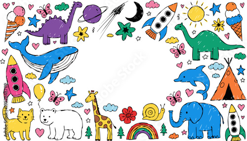 Gemini said

Cute cartoon vector illustration of a seamless pattern with funny animals including elephants, cats, cows, and fish for baby wallpaper and kids nature art design