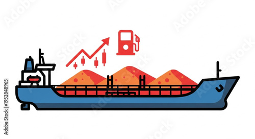 Cargo Ship with Rising Fuel Costs and Grain Prices.