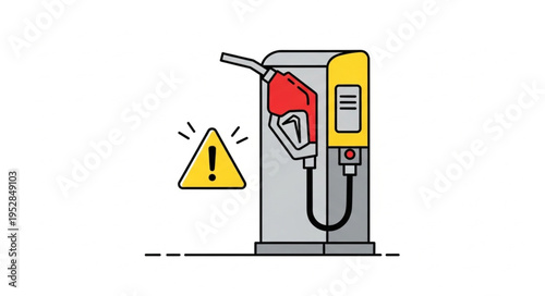 Gas Station Pump with Warning Sign Illustration.