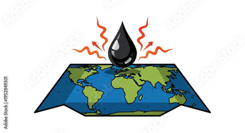 Global Impact of Oil - A Cartoon Depiction of Environmental Concerns.