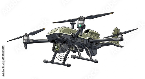 Detailed illustration of a modern military drone with advanced technology.