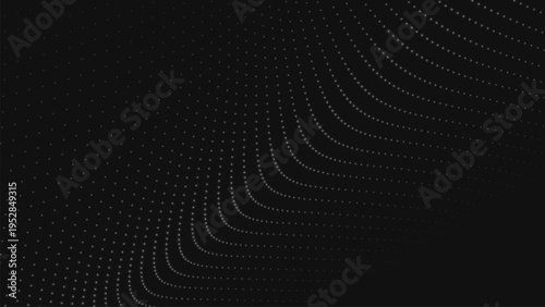 Futuristic Dotted Wave. Particle Wave. Vector Illustration. Abstract background with a dynamic wave on a dark background.
