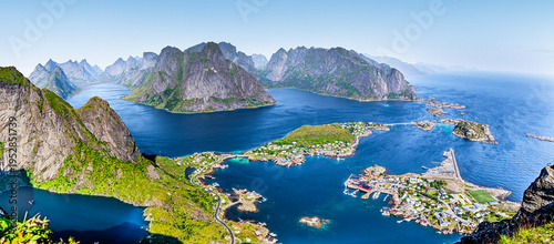 View of Reine from the Reinbring on the Lofoten in Norway