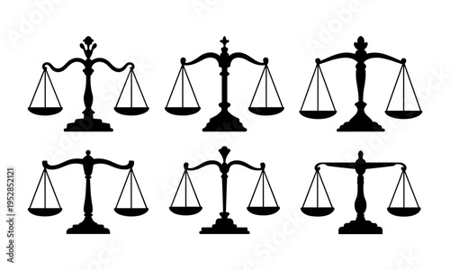 Balance scale silhouettes, justice symbol, fairness icon, legal illustration, court emblem, impartiality design, law concept, equality repsymbolic fairness [Converted].eps