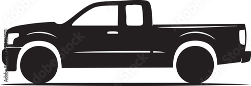 A sturdy black silhouette of a modern pickup truck, showcasing its robust profile and utility on a simple white background.