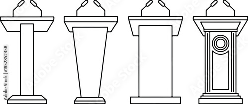 Podium And Lectern Outline Icons Set Public Speaking Presentation Speech Stage Political Event Thin Line Vector Pictograms

Title 2
