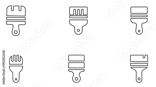 Paint brush line icon vector, paint roller icon symbol outline icon vector illustration