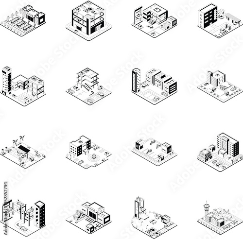 Set of Urban Transport Isometric Illustrations

