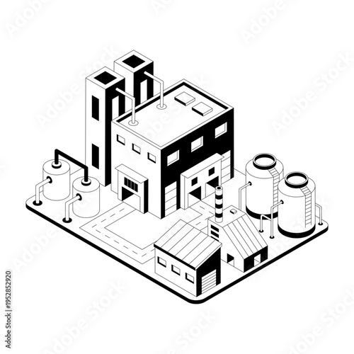 An isometric style illustration of a petrochemical industry