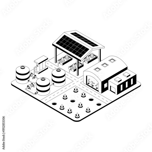 Isometric style illustration of a plant nursery