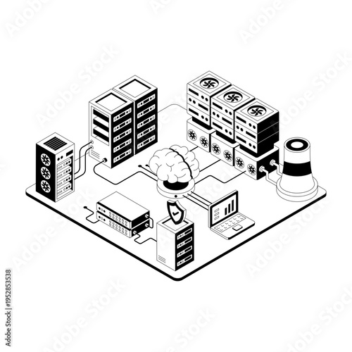 An isometric illustration of a seaport
