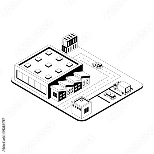 Isometric illustration of a fulfillment center