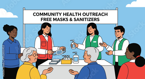 Community Health Outreach Free Masks Sanitizers Distribution Event.