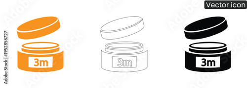 Vector icons of 3M tape dispensers in orange, black, and white, ideal for business or industrial use