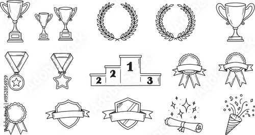 Playful Doodle Composition with Varied Line Drawings