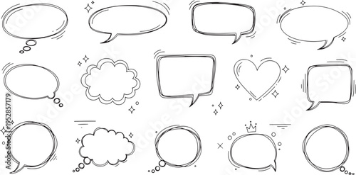 Playful Doodle Composition with Varied Line Drawings