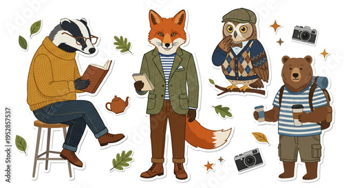 Anthropomorphic animals Wearing Suit Business Leader Concept Vector