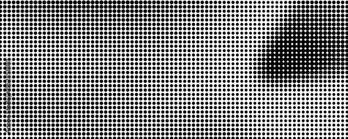 Hexagon halftone gradient texture. Abstract black and white spotted grunge background. Geometric retro tech wallpaper. Fading wavy hexagonal pattern backdrop. Vector vanishing honeycomb grunge