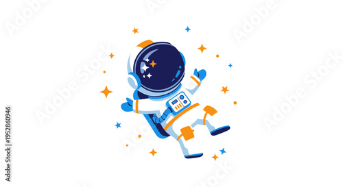 Astronaut Floating in Space Surrounded by Stars