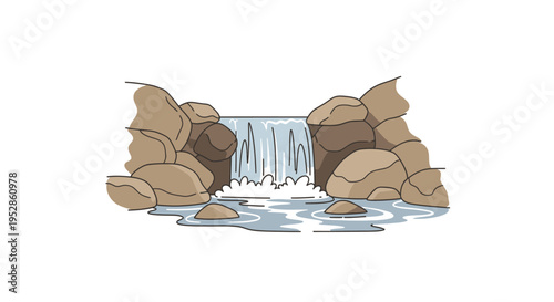 Cascading Waterfall Over Rocks in Nature