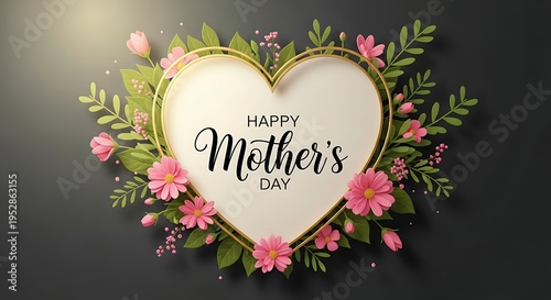 Happy mother's day heart with flowers