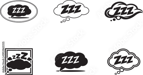 Sleep themed ZZZ bubbles showing relaxation, rest, nap time and snoring moments