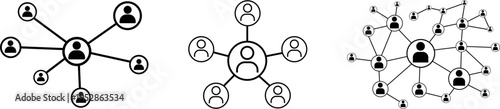 People Network Connection Icon Set – Teamwork, Social Network, Community, Group Communication, Collaboration Vector Icons