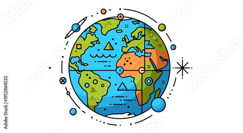 Colorful illustration of the Earth globe.