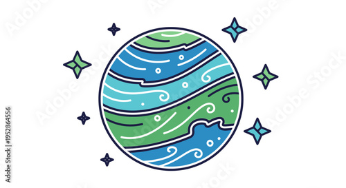 Colorful illustration of the planet Earth.