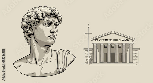 David Bust Sculpture Artwork Drawing.