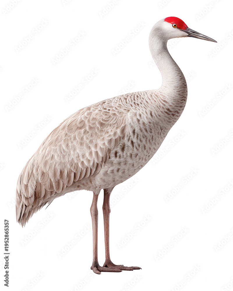 Naklejka premium Sandhill Crane Isolated on White Background