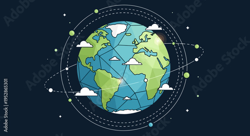 Earth Planet Globe World Map Illustration.