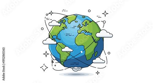 Earth Planet Globe World Map.