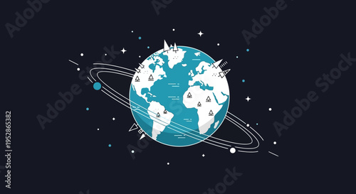 Earth Planet in Space Orbit.