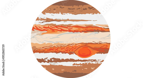 Jupiter planet with orange storm.