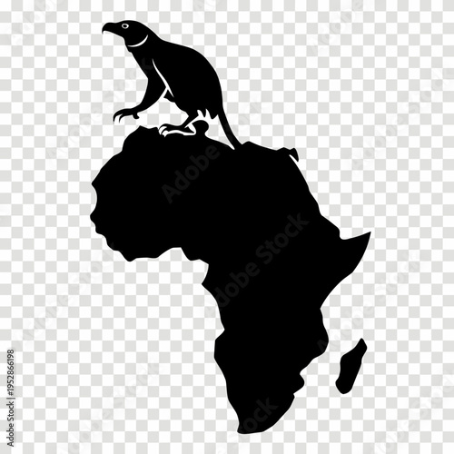 Africa continent map silhouette with bird predator perched on northern coast representing wildlife conservation and natural habitat environmentalism